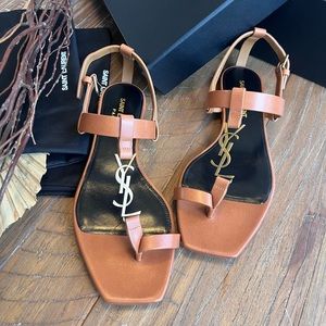 SAINT LAURENT CASSANDRA FLAT SANDALS  SIZE 36
